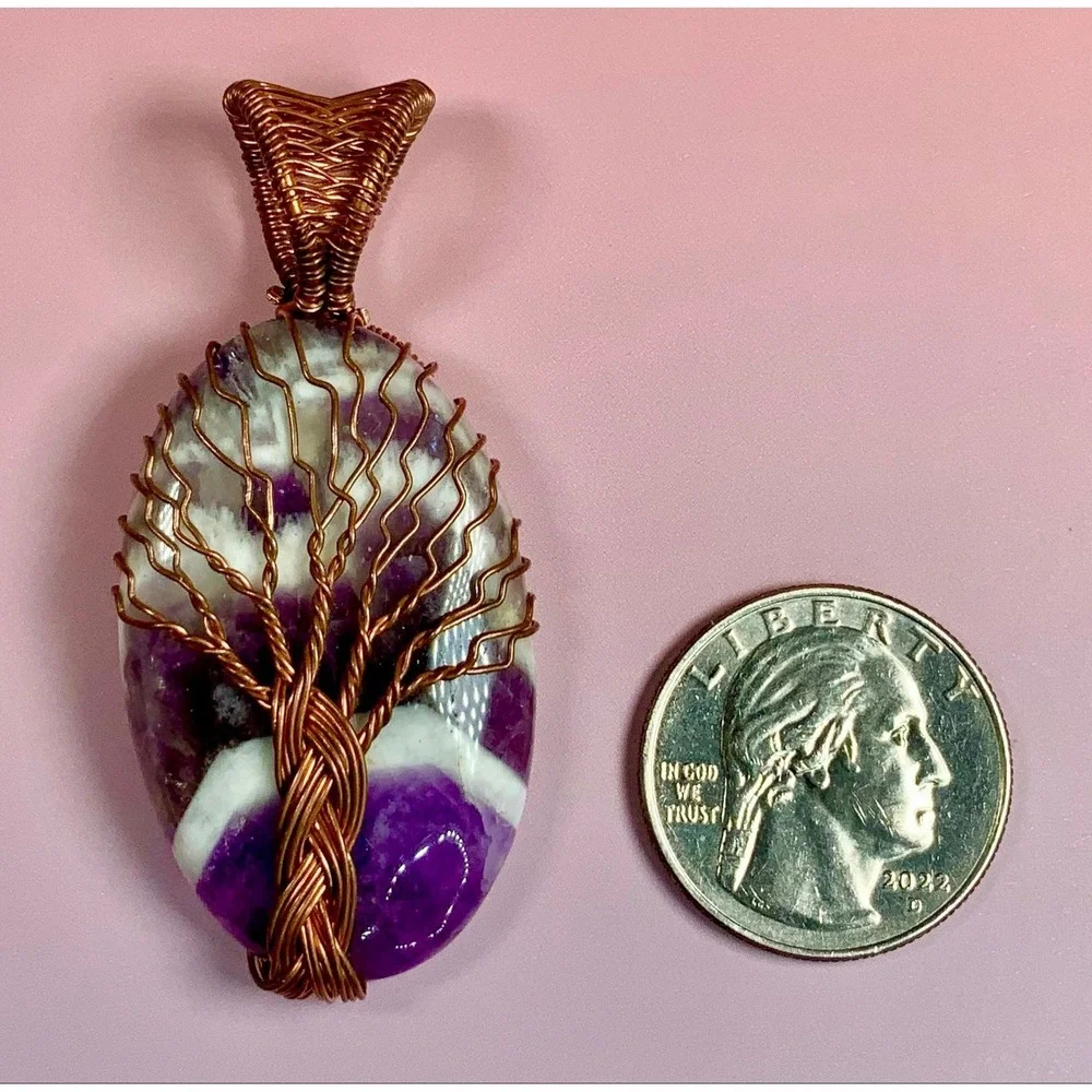💜🌳 Chevron Amethyst Tree of Life Pendant 🌳💜